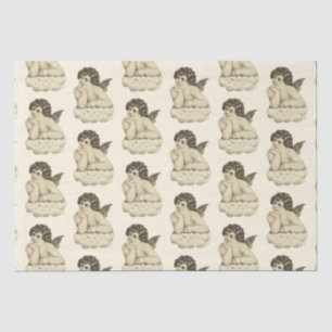Papier Mousseline Joli ange beige cherub Vintage sur crème beige