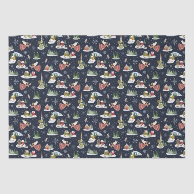 Papier Mousseline Joli ange paix sur terre Noël (Recto)