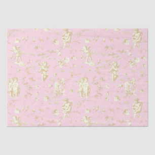 Papier Mousseline Joli Angels Vintages Cupid Rose Beige Floral Toile