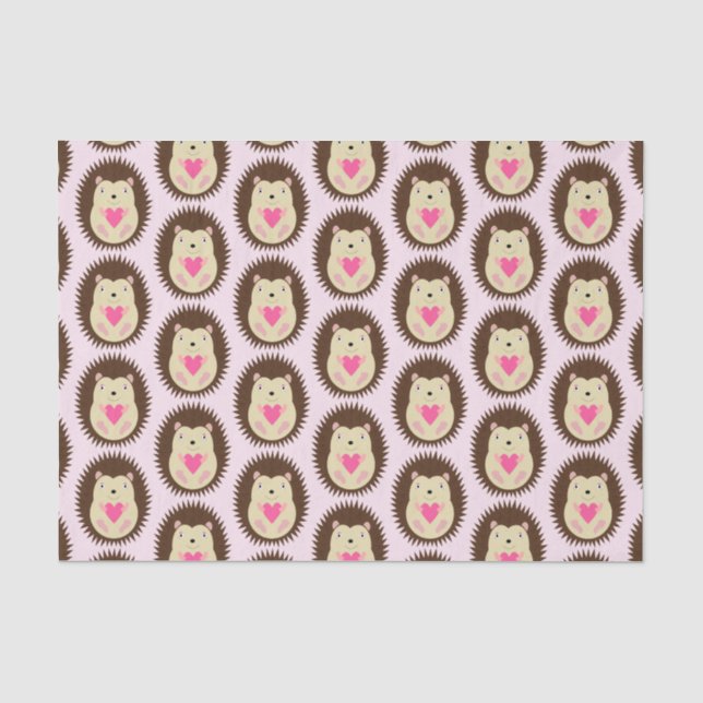 Papier Mousseline Joli bébé hérisson fille rose à motifs (Recto)