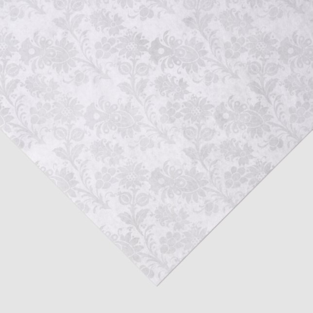 Papier Mousseline Joli blanc Damask Floral Print (Détail)