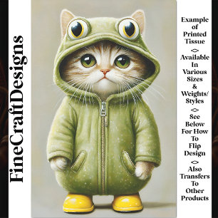 Papier Mousseline Joli Caprice Chaton Habillé En Grenouille AL3 Déco