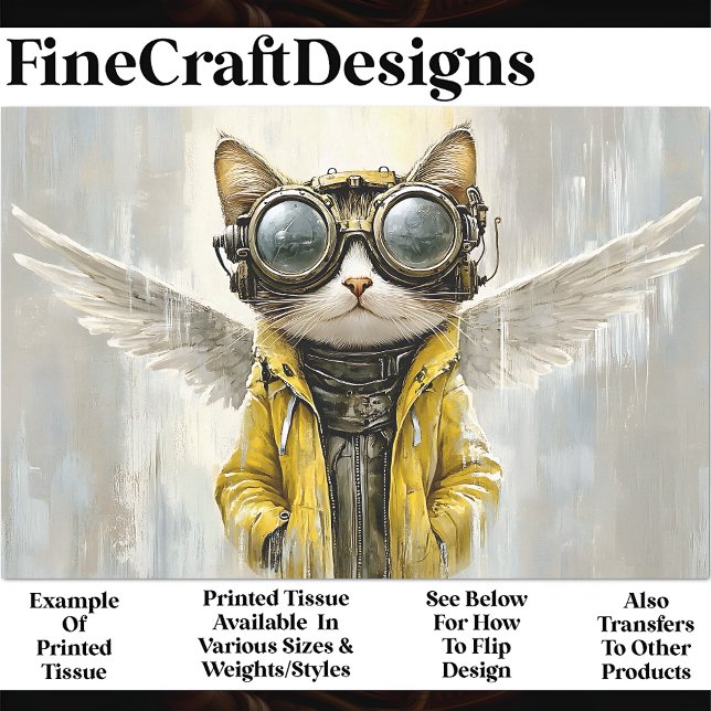Papier Mousseline Joli Chat Steampunk Avec des Ailes, Découpage Rain (Créateur téléchargé)