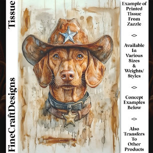 Papier Mousseline Joli Chien Cowboy Brun Sheriff DC9 Découpage