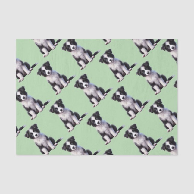 Papier Mousseline Joli chiot Border Collie (Recto)