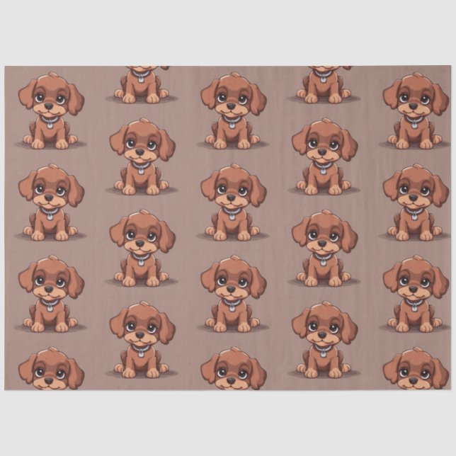 Papier Mousseline Joli chiot brun (Recto)