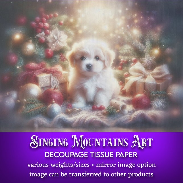 Papier Mousseline Joli chiot et Noël Arbre Découpage de Noël (Créateur téléchargé)