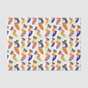 Papier Mousseline Joli Coloré Rétro Surfer Fille Motif été