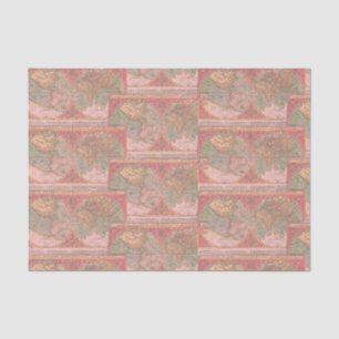 Papier Mousseline Joli Corail Vintage Latin Monde Carte Découpage