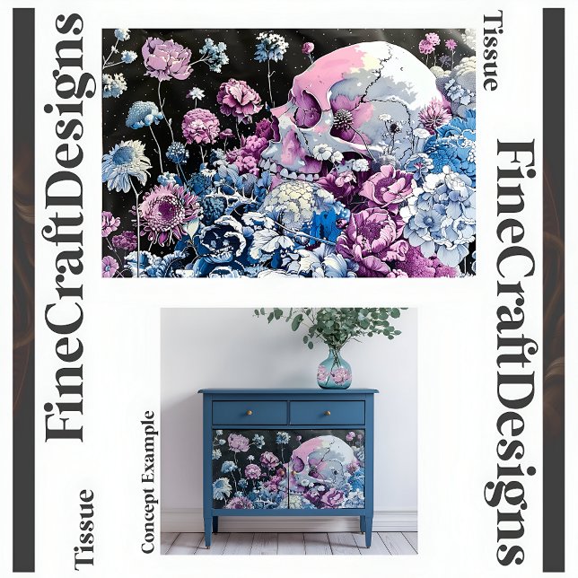 Papier Mousseline Joli Crâne Pastel Et Découpage Florale Droite 145 (Créateur téléchargé)