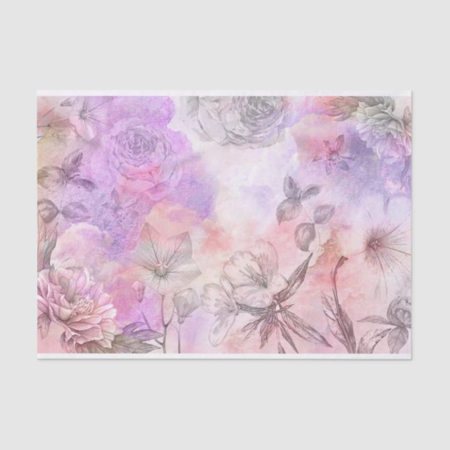 Papier Mousseline Joli design Floral Abstrait Aquarelle (Recto)