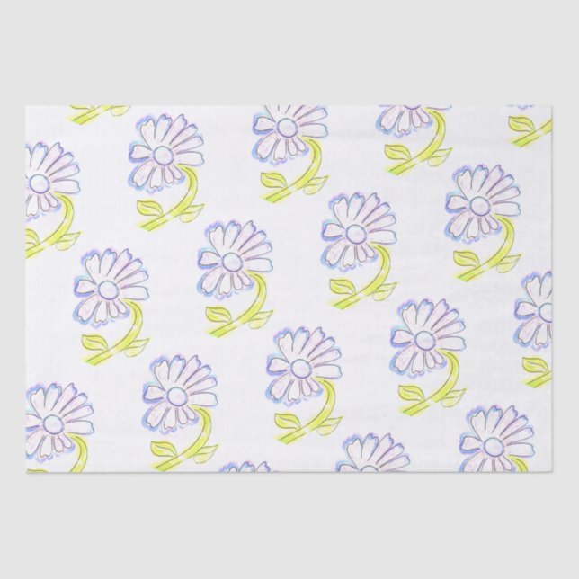 Papier Mousseline Joli Dessin Floral (Recto)