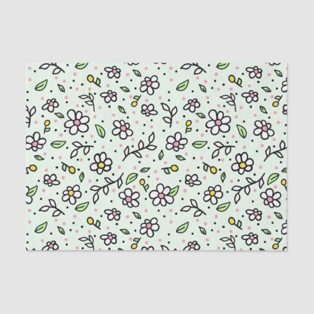 Papier Mousseline Joli Doodle Daisy Fleurs mignonnes Fille Motif (Recto)