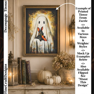 Papier Mousseline Joli fantôme rustique d'Halloween et lapin FS4R dé
