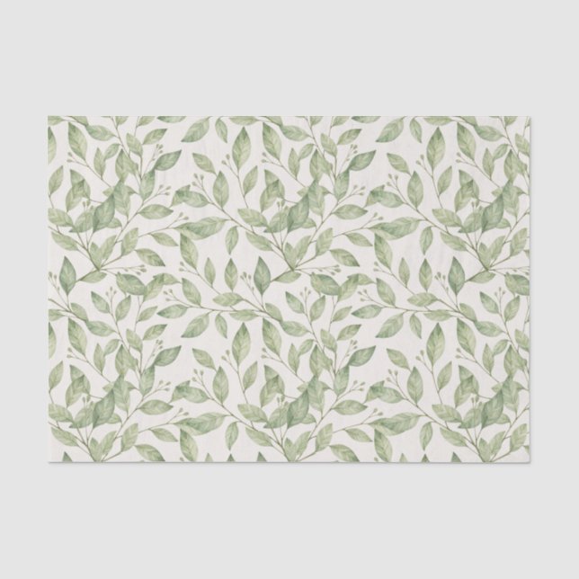 Papier Mousseline Joli feuillage vert (Recto)
