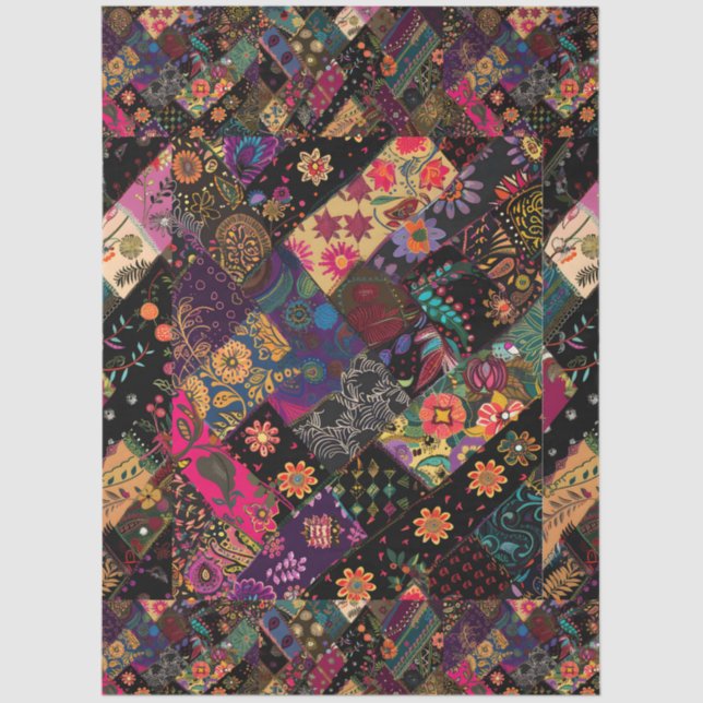 Papier Mousseline Joli Floral Moderne Fun Boho Design Découpage (Recto)