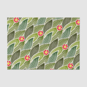 Papier Mousseline Joli Hippie Super Rouge Vert marguerite Motif Flor