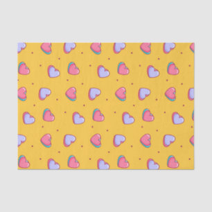 Papier Mousseline Joli Jaune Valentine's Day Heart Doodle Motif