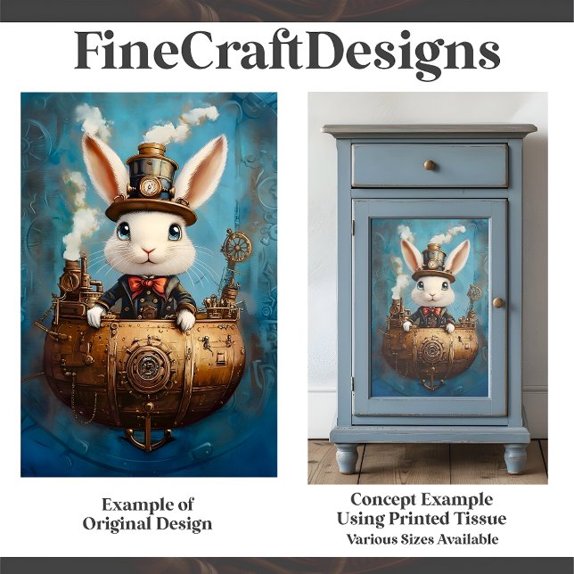 Papier Mousseline Joli lapin Steampunk En Bateau G2L Découpage (Créateur téléchargé)