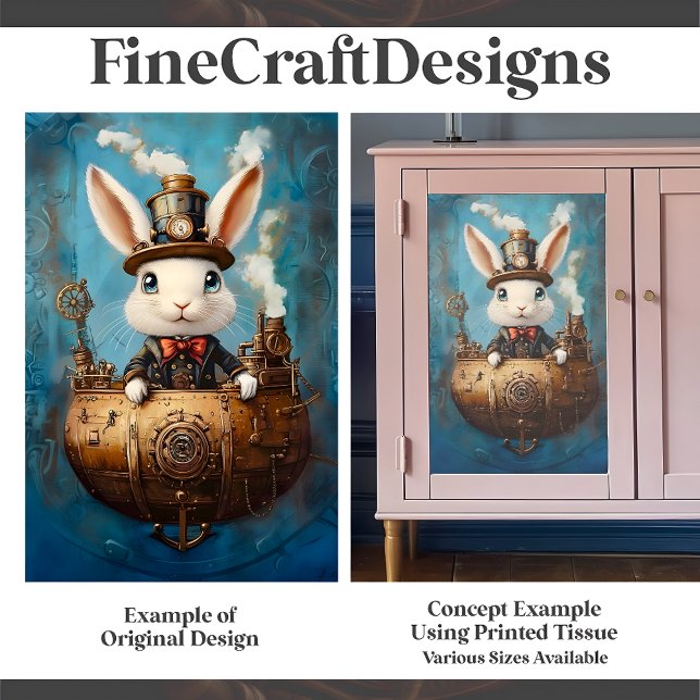 Papier Mousseline Joli lapin Steampunk En Bateau G2R Découpage (Créateur téléchargé)