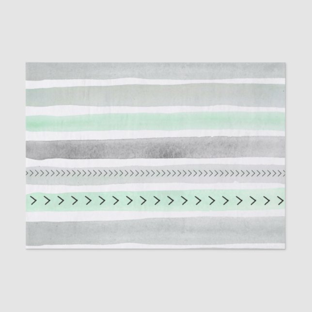 Papier Mousseline Joli Mint Vert gris Aquarelle Motif (Recto)