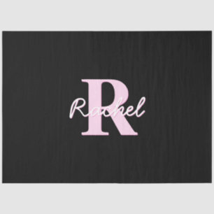 Papier Mousseline Joli monogramme personnalisable   Rose clair et no