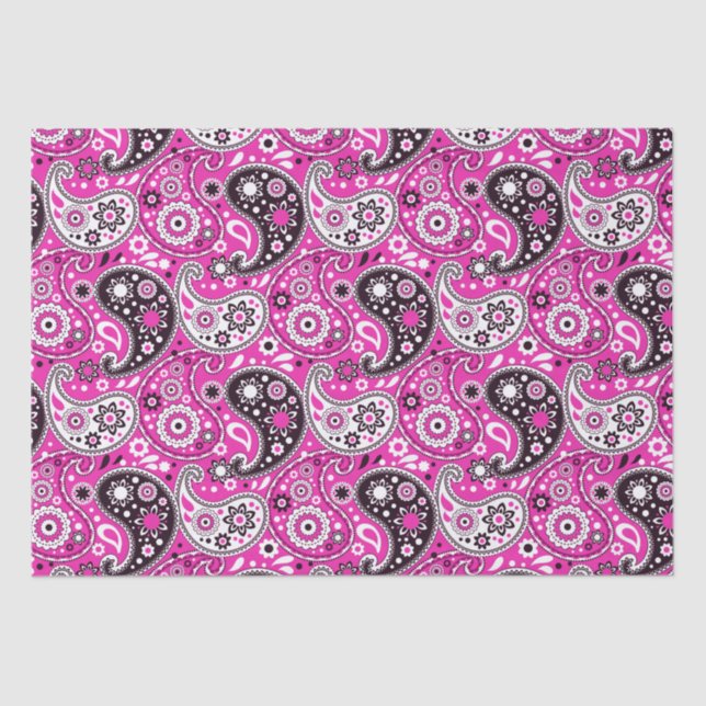 Papier Mousseline Joli Motif Boho Paisley Rose (Recto)