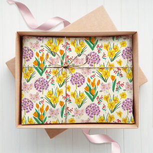 Papier Mousseline Joli motif botanique floral de printemps