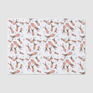 Papier Mousseline Joli motif caricature de calmar rose