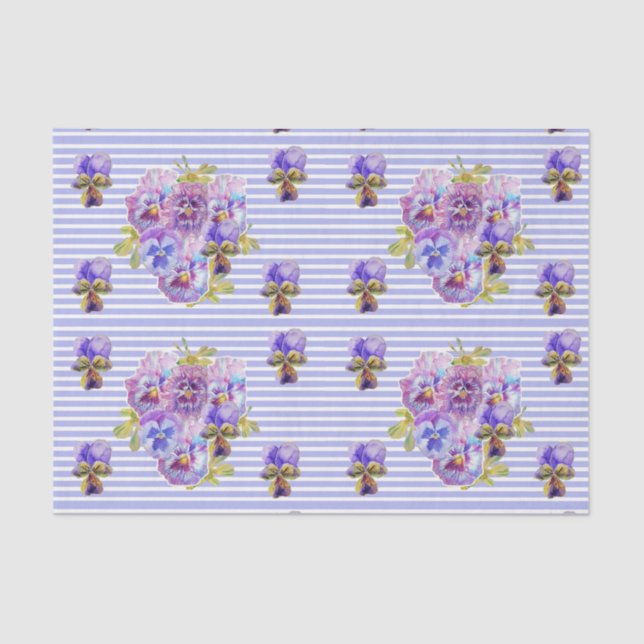 Papier Mousseline Joli Motif de lavande florale de fleurs Pansy (Recto)