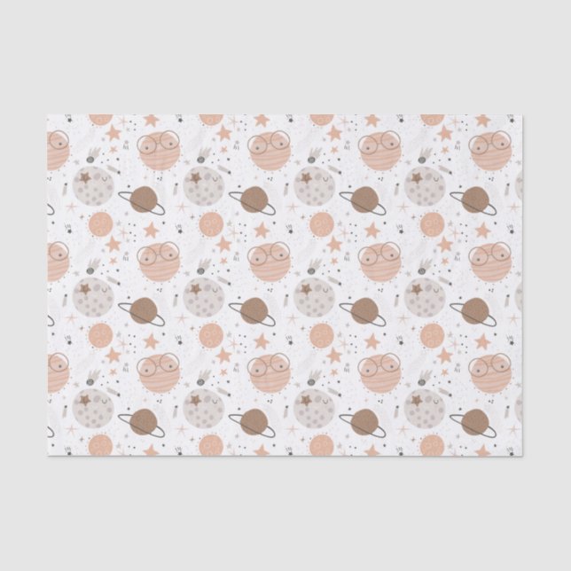 Papier Mousseline Joli Motif Doodle Planet (Recto)