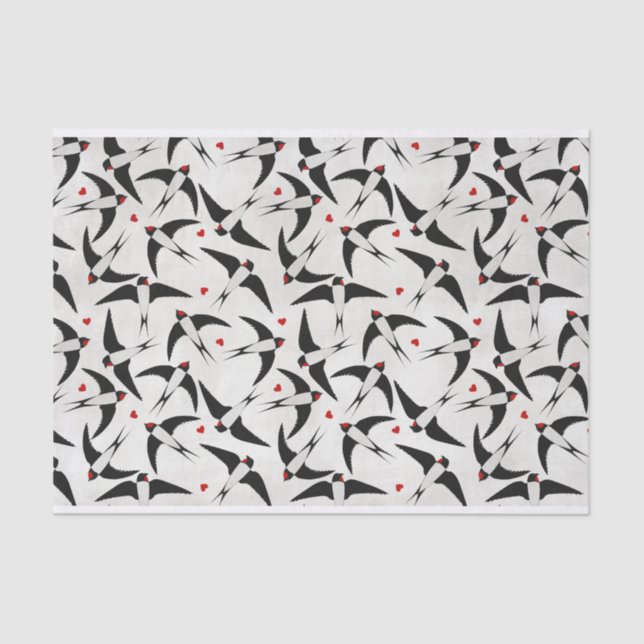 Papier Mousseline Joli Motif fait d'oiseaux d'hirondelles volants (Recto)