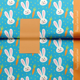 Papier Mousseline Joli Motif lapin de Pâques avec nom enfant
