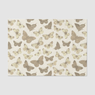 Papier Mousseline Joli motif papillon beige pour fille