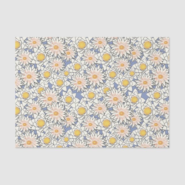 Papier Mousseline Joli motif rétro classique f Fleurs jaunes (Recto)