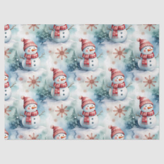 Papier Mousseline Joli Noël bonhomme de neige 