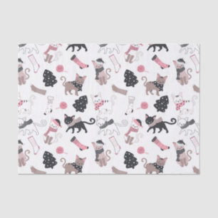 Papier Mousseline Joli Noël Kitty Chat Motif