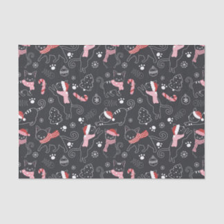 Papier Mousseline Joli Noël Kitty Chat Motif