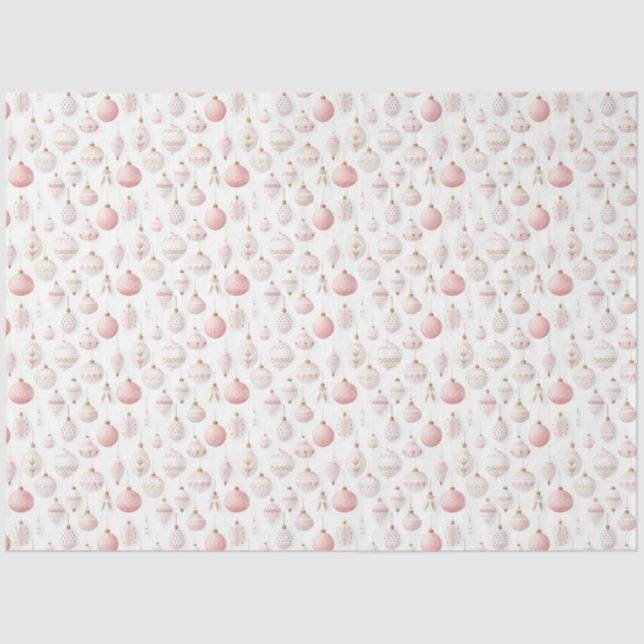 Papier Mousseline Joli Noël rose et blanc (Recto)