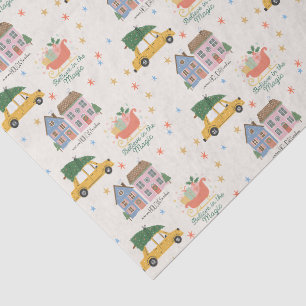 Papier Mousseline Joli Noël vintage sur écru 
