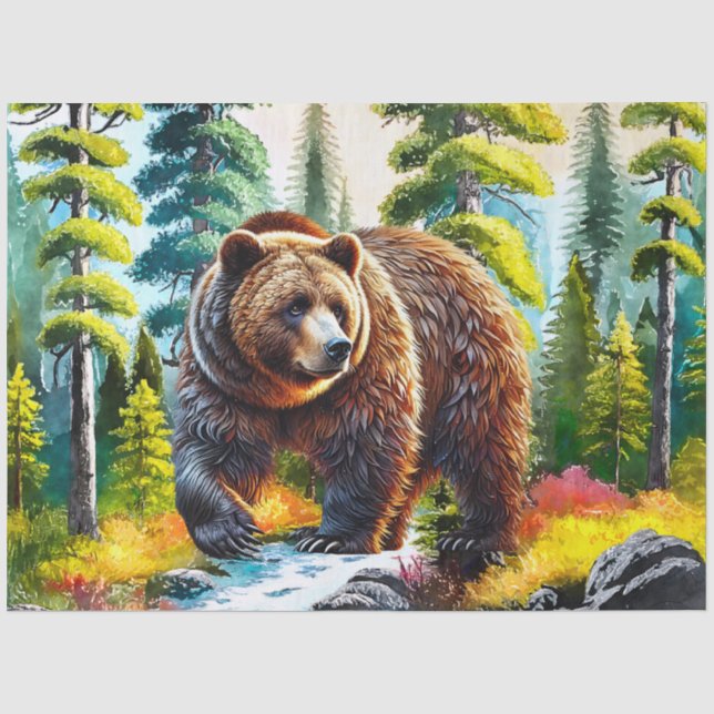 Papier Mousseline Joli ours brun de la forêt (Recto)