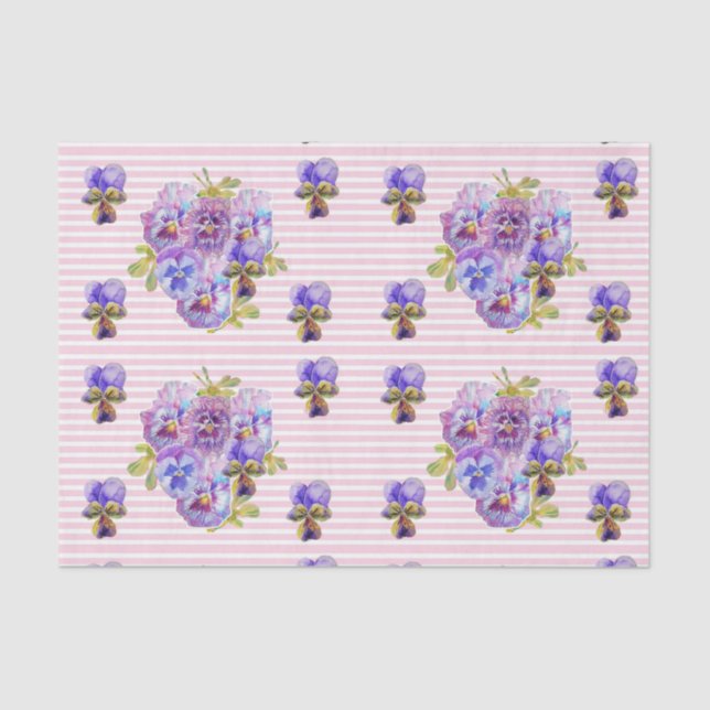 Papier Mousseline Joli Pansy Flower Motif rose pastel (Recto)