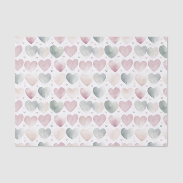 Papier Mousseline Joli Pastel Aquarelle Motif de coeur (Recto)