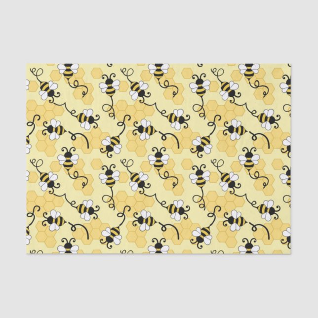 Papier Mousseline Joli petit motif abeilles (Recto)