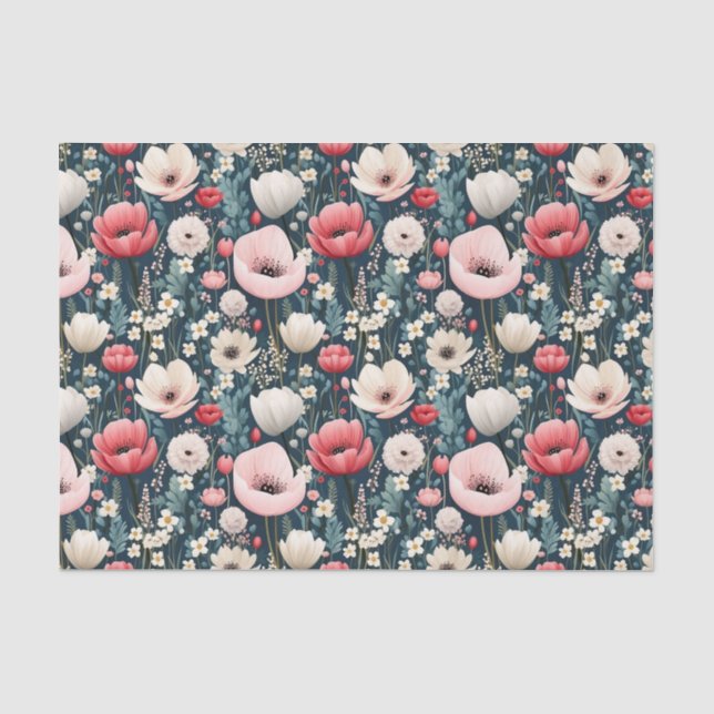 Papier Mousseline Joli Poppies Roses (Recto)
