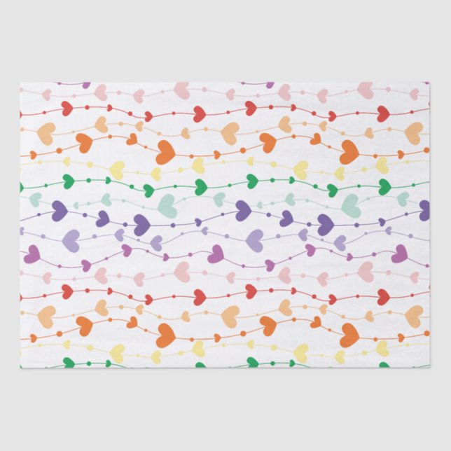 Papier Mousseline Joli Rainbow Hearts Enfants Motifs (Recto)