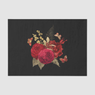 Papier Mousseline Joli Rose d'aquarelle rouge or