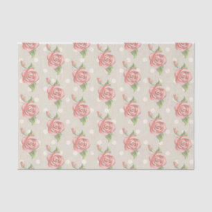 Papier Mousseline Joli rose Roses et points Monogramme