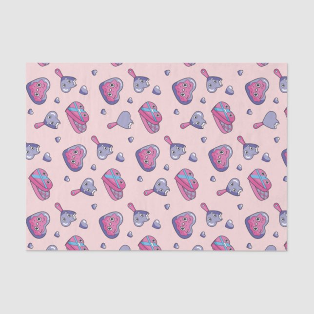 Papier Mousseline Joli rose violet Motif de la Saint Valentin (Recto)