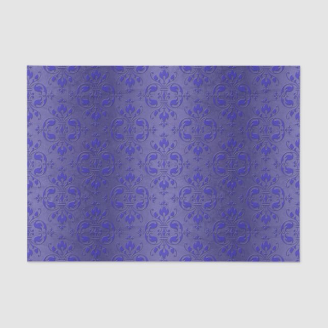 Papier Mousseline Joli Royal Bleu Elegant Damask Pattern (Recto)